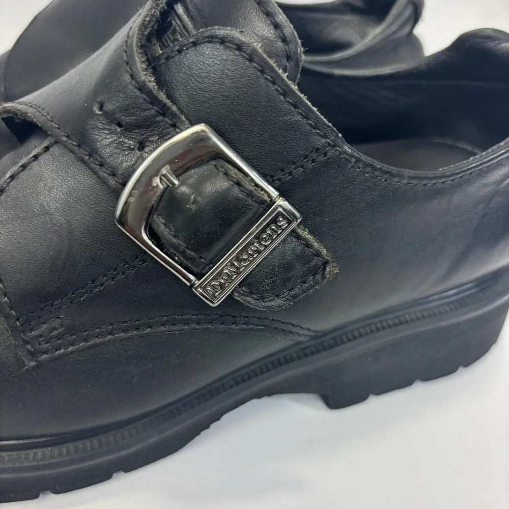 Dr. Martens Vtg Y2K Monk Strap Chunky Loafer Shoes Mens 8 Leather England 9387